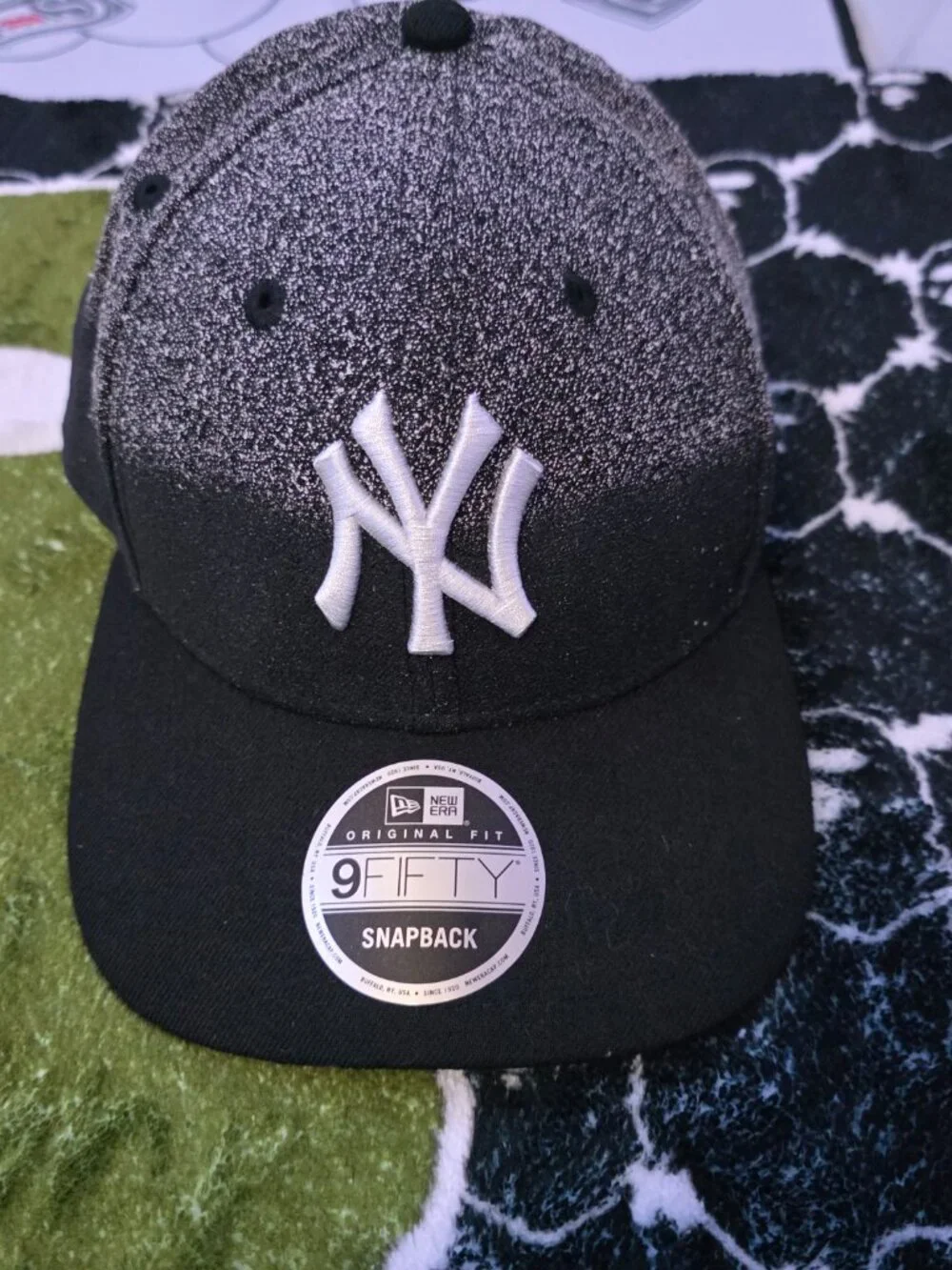 New Era New York Yankees 9FIFTY Snapback Hat Black Gray Speckled Adjustable Cap